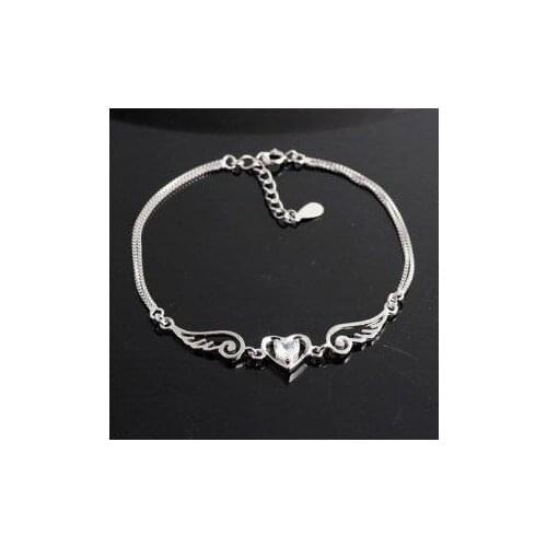 2016 bestselling Angel wing 925 sterling silver zircon crystal female bracelets Christmas promotions