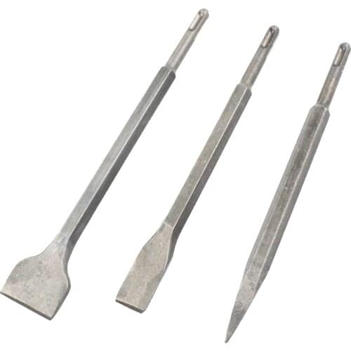 3pcs Round Shank Flat Chisel Industrial Grade Concrete Electric Hammer Drill Bit