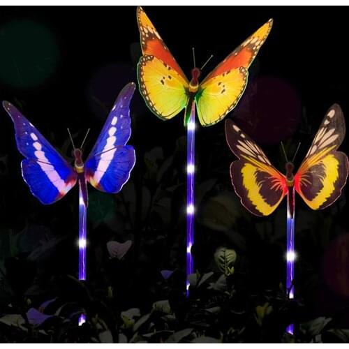 3pcs LED Garden Lights Outdoor Solar Powered Butterfly Lamp Waterproof Landscape Lighting For Pathway Yard Lawn Decoration