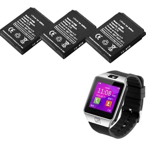 3Pcs x 380mAh SmartWatch Rechargeable battery For DZ09 Smart Watch Battery For A1 KSW-S6 RYX-NX9 Smart Watch Batteries
