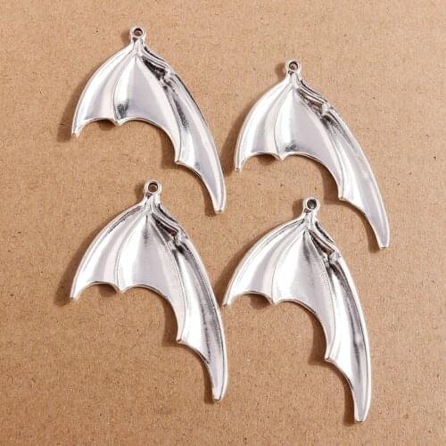 5pcs/lot 32*52mm Retro Silver Color Wings Charms for Making Pendants Necklace Bracelet Earrings DIY Jewelry Craft Decoration