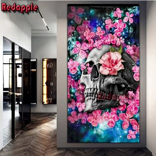 Diamond Embroidery orchid flower skull Full Drill Square Diamond Painting Halloween big decor Cross Stitch Mosaic Handmade Hobby