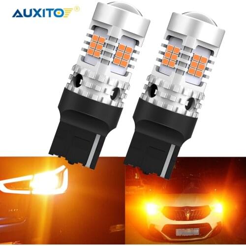 AUXITO 2x T20 7440 W21W LED Canbus Turn Signal Light Bulbs BA15S P21W BAU15S PY21W LED No Hyper Flash Car Lights Amber Yellow