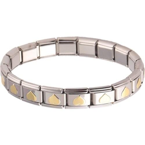 Stainless Steel Bracelet with Gold-Plated Peach Heart European and American Fashion Elastic Bracelet