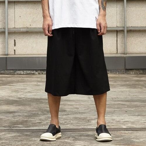2021 New Men Streetwear Fashion Casual Wide Leg Pant Japan Style Summer Kimono Pant Male Hip Hop Skirt Trousers