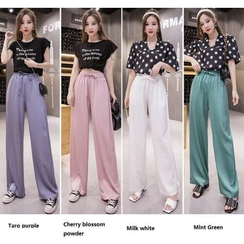 Wide leg pants womens micro-business hot style casual pants large size straight 2021 summer new lamp versatile high waist