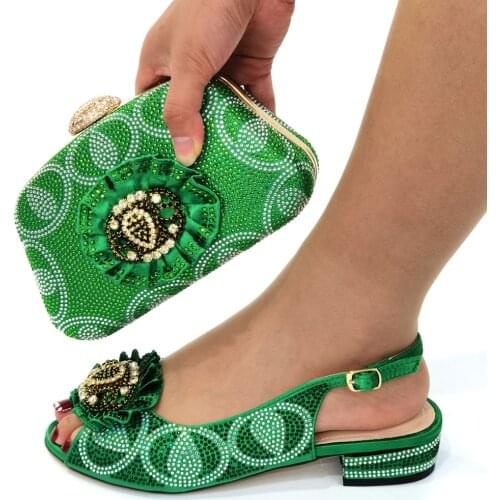 Doershow nice looking green Shoe and Bag Sets Italian Shoes and Bags Set for party African Matching Shoes and Bags! SOP1-10