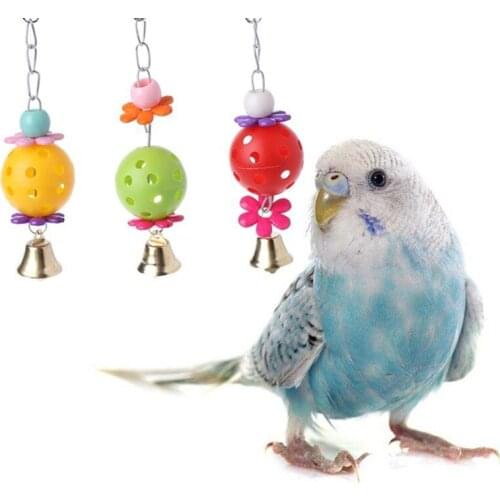 Pet Bird Parakeet Bite Chew With Hanging Funny Swing Bell Ball Bird Toy Cute Parrot Toys Pet Supplies For Parakeet