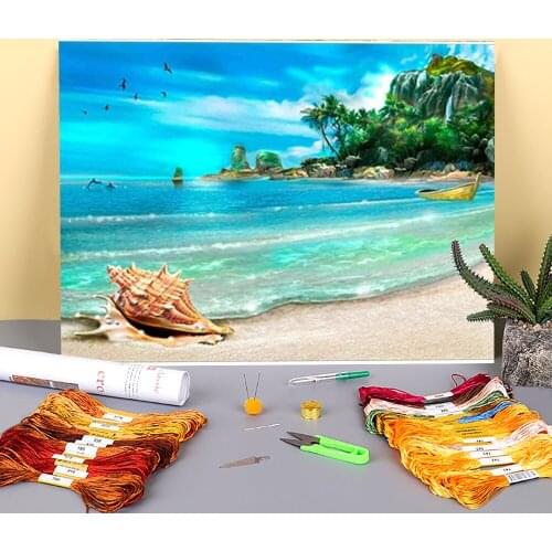 Nature Landscape Printed 11CT Cross-Stitch Embroidery Patterns DMC Threads Knitting Painting Craft Handicraft Magic Sales