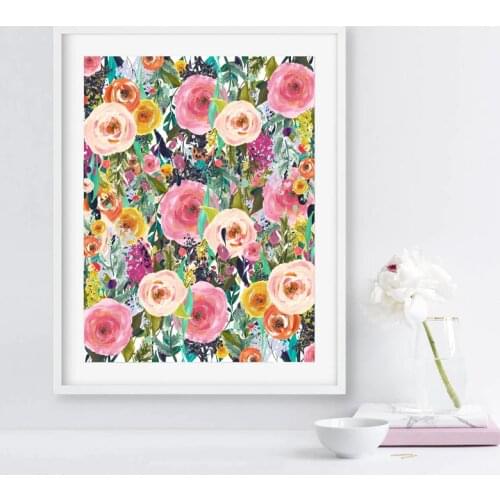 Flower Print Watercolor Floral Wall Art Canvas Painting Picture Home Bedroom Study Office Wall Art Decoration