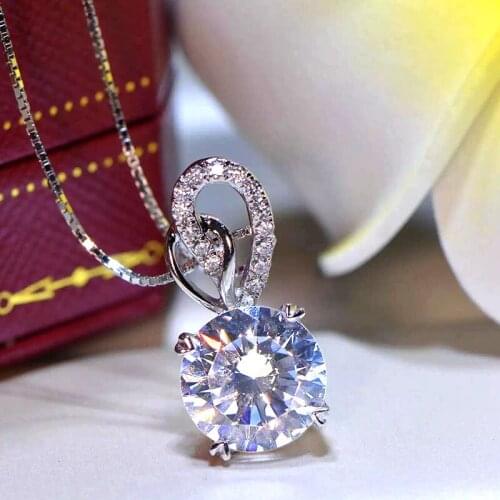 Classic Permanent 4Carat SONA High Carbon Drill Pendants 925 Sterling Silver Jewelry Choker Necklace Women Collares Mujer LN128