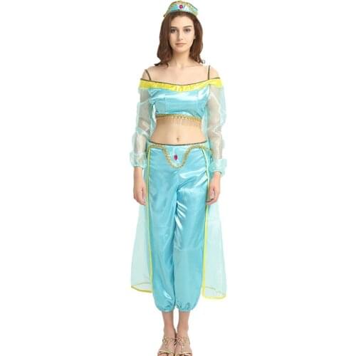 Halloween Aladdin magic lamp Aladin Jasmine Princess Cosplay Costumes Adult Carnival Party Masquerad Costumes