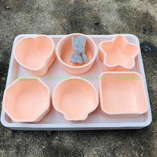 Round Square Heart Shaped Candle Jar Concrete Silicone Mold Mini Succulent Mini Flower Pot Mold Epoxy Resin Container Mold