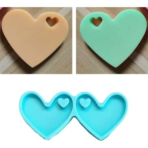 Love Heart Shape Earrings Epoxy Resin Mold Jewelry Pendants Silicone Mould DIY Crafts Keychain Ear Dangle Casting Tool