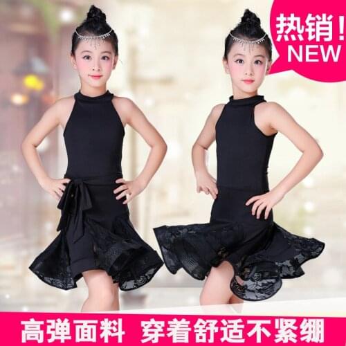 New Childrens Latin Dance Skirt Summer Practice Clothes Girls Grading Competition Clothing Performance Show Training Clothing