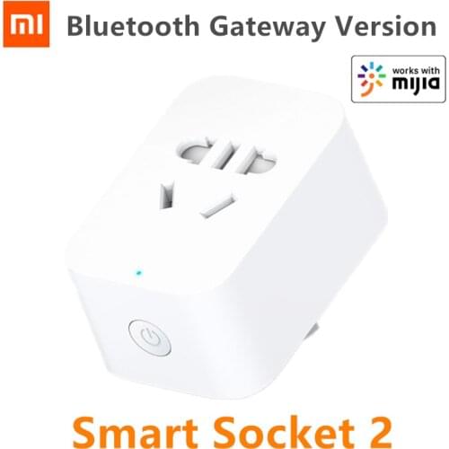 New Xiaomi Mijia Smart Socket 2 Bluetooth Gateway Version Wireless Remote Control Adaptor Power On Off Work With Mihome APP