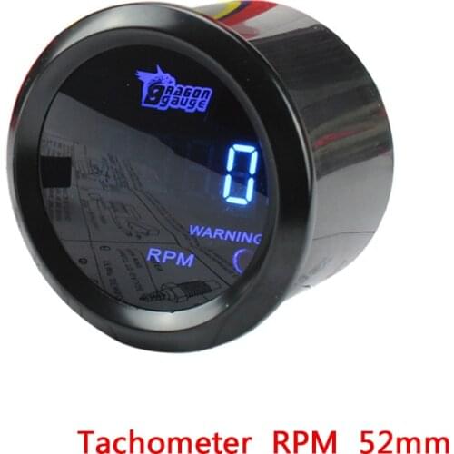 RPM Hot! Dragon Gauge Car Tachometer 2" 52mm 0-9999 RPM Car Gauge TAC Meter Tacho Blue LED Digital Display for 12V Vehicles