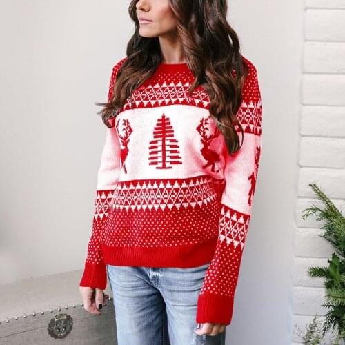 2020 Autumn Winter Thick Sweater Women Christmas Sweater Long Sleeve O-neck Christmas Tree Knitting Sweater Femme Clothing
