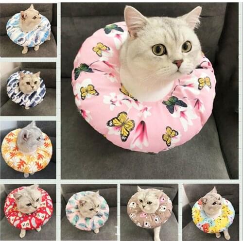 Elizabeth Circle Pet Protection Collar Pet Adjustable Cotton Blends Cat Dog Printed Neck Recover Collar E-Collar Recovery Cone