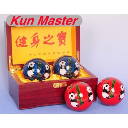 Panda Pattern Chinese Cloisonne Exercise Stress Ball Wrist Baoding Ball Health Exercise Therapy Hand Massage Ball