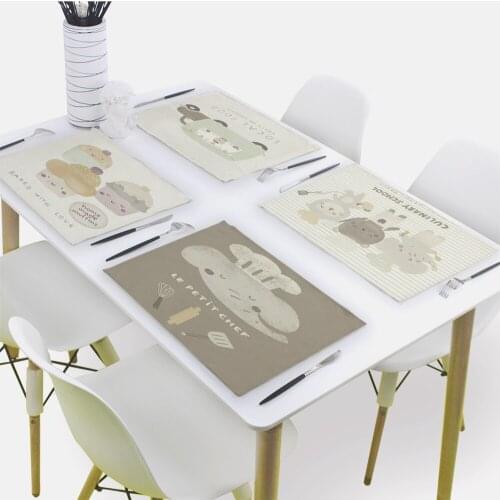 Lovely Animal Pattern Placemat for Dining Table Rabbit Drink Coasters 32x42cm Rectangle Cup Pad Tableware Mat Kitchen Decoration