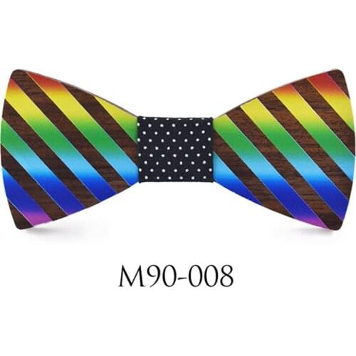 Dropshipping orange gold purple green bow tie cowboy mens striped party wedding wooden walnut bowtie gifts