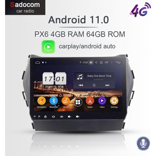 PX6 DSP 9" TDA7851 Android 10.0 eight Core 64G+4G RAM Car DVD Player GPS RDS autoradio car radio 5.0 For Hyundai IX45 2014-2016