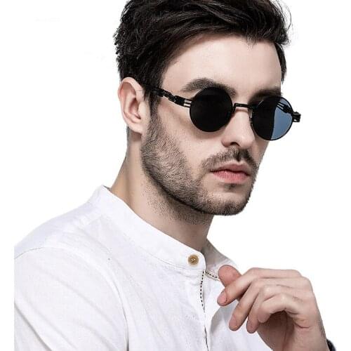 Retro Gothic Steampunk Mirror Sunglasses Men Gold and Black Sun Glasses Vintage Round Circle Women UV Gafas De Sol