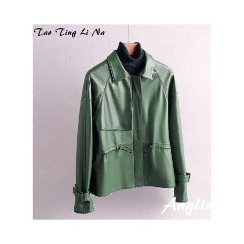 Top brand Women Spring 2020 Genuine Real Sheep Leather Jacket R22 high quality