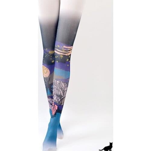 Unique Moonlight pattern stockings Japanese cosply Lolita Tights High-quality black silk stockings shaping leggin 1order=1pc