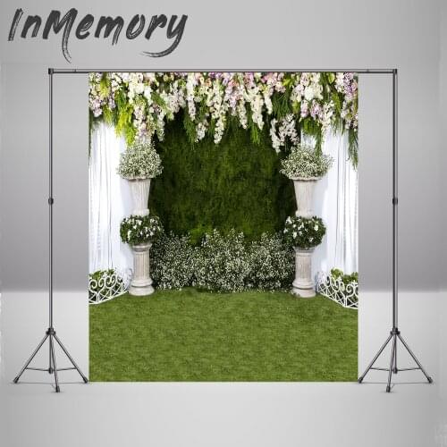 Green Wedding Photocall Marriage Flower Curtain Birthday Portrait Photography Backdrops Vinyl Photo Background For Photo Studio