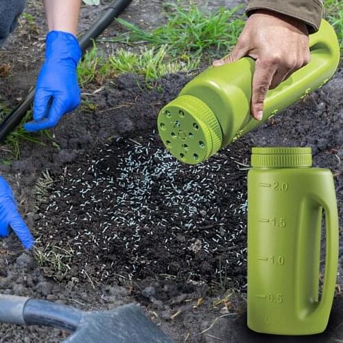 Seeding Dispenser Tools Handheld Spreader Planter Sower Snow Ice Salt Seed Bottle Grass Seed 1 Pot + 1 Shovel Pvc Garden Use