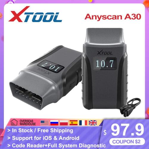 XTOOL Anyscan A30 BT OBD2 Car Scanner for iOS & Android Auto Full System Diagnostic Tool Bidirectional Code Reader Free Update
