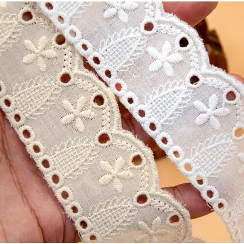 15Yards/pack New Ccotton Strip Flower Embroidery Clothing Skirt LaceHome Textile Accessories Width 19.5 cm
