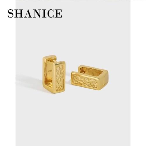 SHANICE S925 Sterling Silver Original Design Titanium Simple Hoop Earrings Bohemia Geometry Square Earrings Jewelry For Women