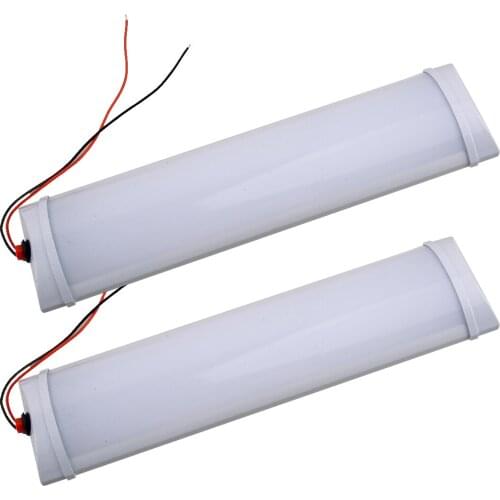 12V 2Pcs 72LED Interior Dome Roof Lights Strip Bar 10W 6500K for Van Lorry Camping Caravan Trailer Boat Motorhome Truck