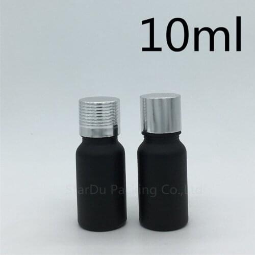 240pcs 10ML Black Frosted Glass Bottle Vials Essential Oil Bottle with silvery screw cap 10cc Perfume bottles