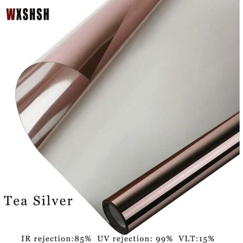 4m Length Tea Silver Color Heat Insulation WIndow Film Sunscreen Fillm Solor Control Anti-UV One Way Perspective Glass Sticker