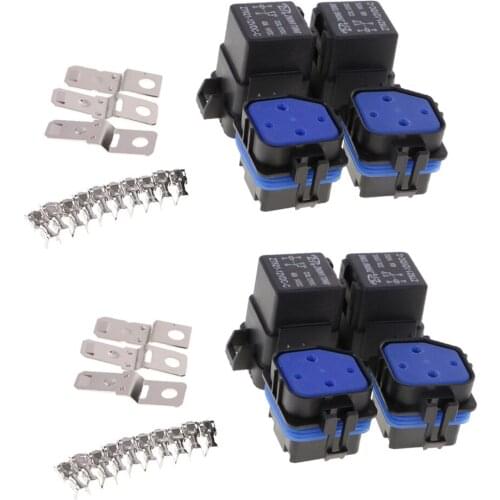 4 Set 40A 12V 5Pin Relay Socket Terminals for Universal Car Motorcycle Boat Automotive