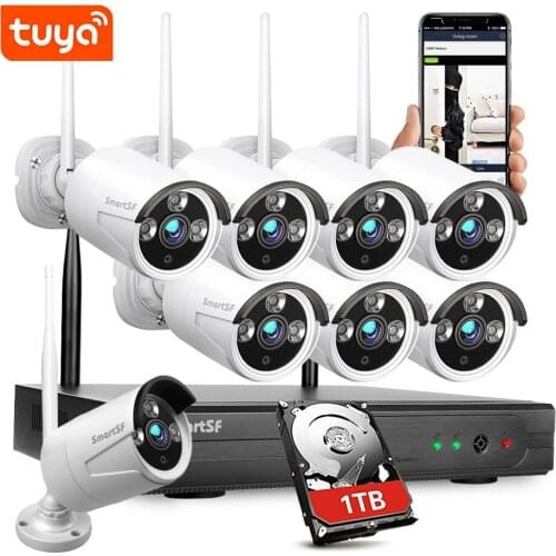 SmartSF CCTV 8CH Wireless NVR kit System Wifi 2.0MP Indoor Outdoor Bullet IP Camera Waterproof Security Video Surveillance Kit