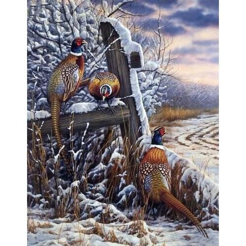 Resin Crafts Snow Pheasant Full Square Diamond Embroidery Needlework Diamond Painting Cross Stitch Home Decor Diamond Mosaic