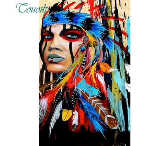 5d diy diamond painting cross stitch Indian Woman Feathered,diamond embroidery hobbies and crafts needlework home decoration