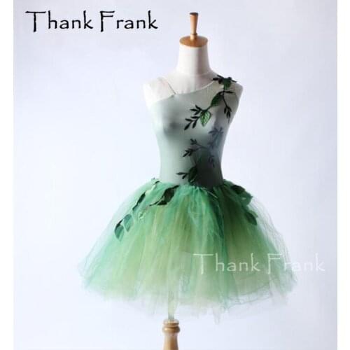 Tree Leaves Ballet Tutu Dress Children Adult One-Shoulder Neckline Performance Dance Costume C294