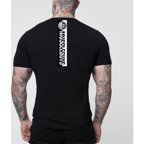 Muscleguys Brand Clothing Mens T Shirt Summer Top New Fashion T Shirt Mens Trend Slim Fit Short Sleeve Casual Mens Gyms Shirt