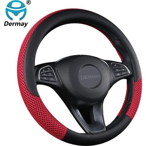 DERMAY Summer Car Steering Wheel Cover Faux Leather + Ice Silk Breathable Non-slip for Mercedes Benz W210 Auto Accessories