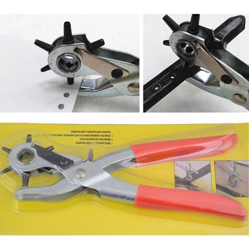 Leather Hole Punch Plier Eyelet Puncher 6 Sizes Revolve Sewing Machine Household Sewing Eyelet Strap Belt Watchband Punch Tool