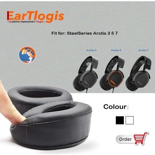 EarTlogis Replacement Ear Pads for SteelSeries Arctis 3 5 7 Headset Parts Earmuff Cover Cushion Cups Pillow