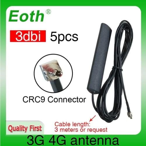 5pcs Eoth 3G 4G LTE Antnenna 3dBi CRC9 male Patch Antena with 3m Extension cable Antenne for Wireless Repeater Router antennas