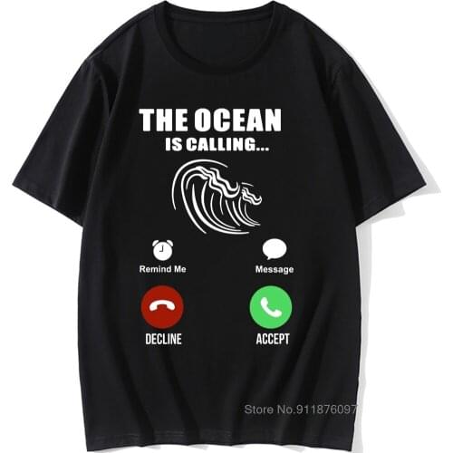 Sailing Surfing Ocean Is Calling T Shirt Diving Mans Summer Fashion Short Sleeve Men Funny Dive Boat Sailor T-Shirt