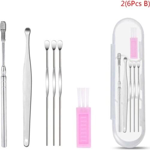 1Set Ear Wax Pickers Stainless Steel Ear Picks Wax Removal Curette Remover Cleaner Ear Care Tool